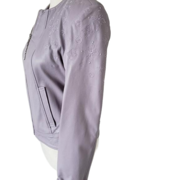NWOT  🇨🇵 leather Nathalie Chaize lilac leather jacket size small - Picture 8 of 13
